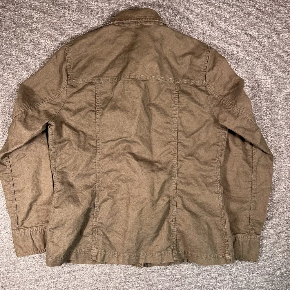 Eddie Bauer Jacket Women M Olive Linen Blend Safari Casual Safari Utility Earthy